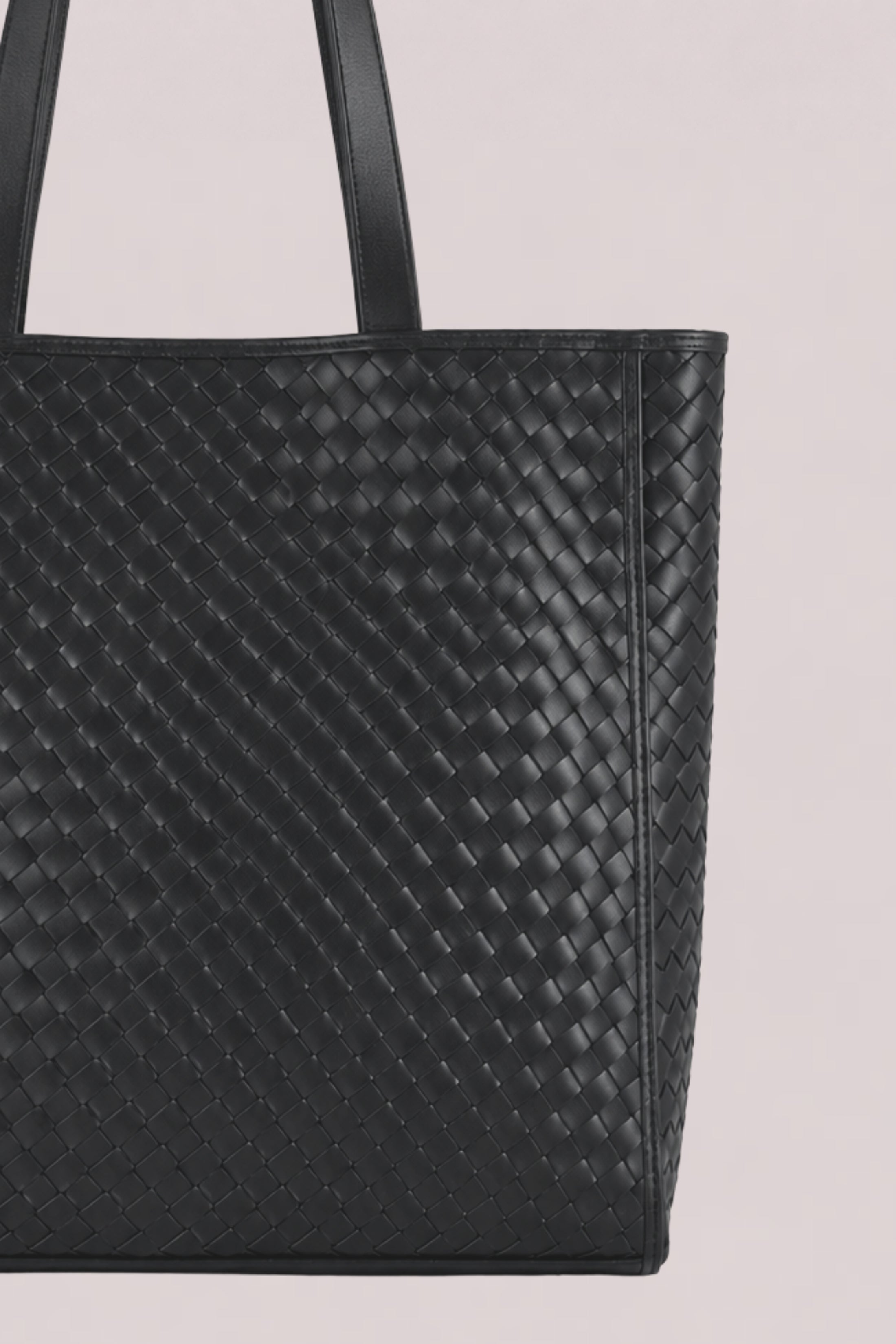 Emilio Large Woven Leather Tote Black