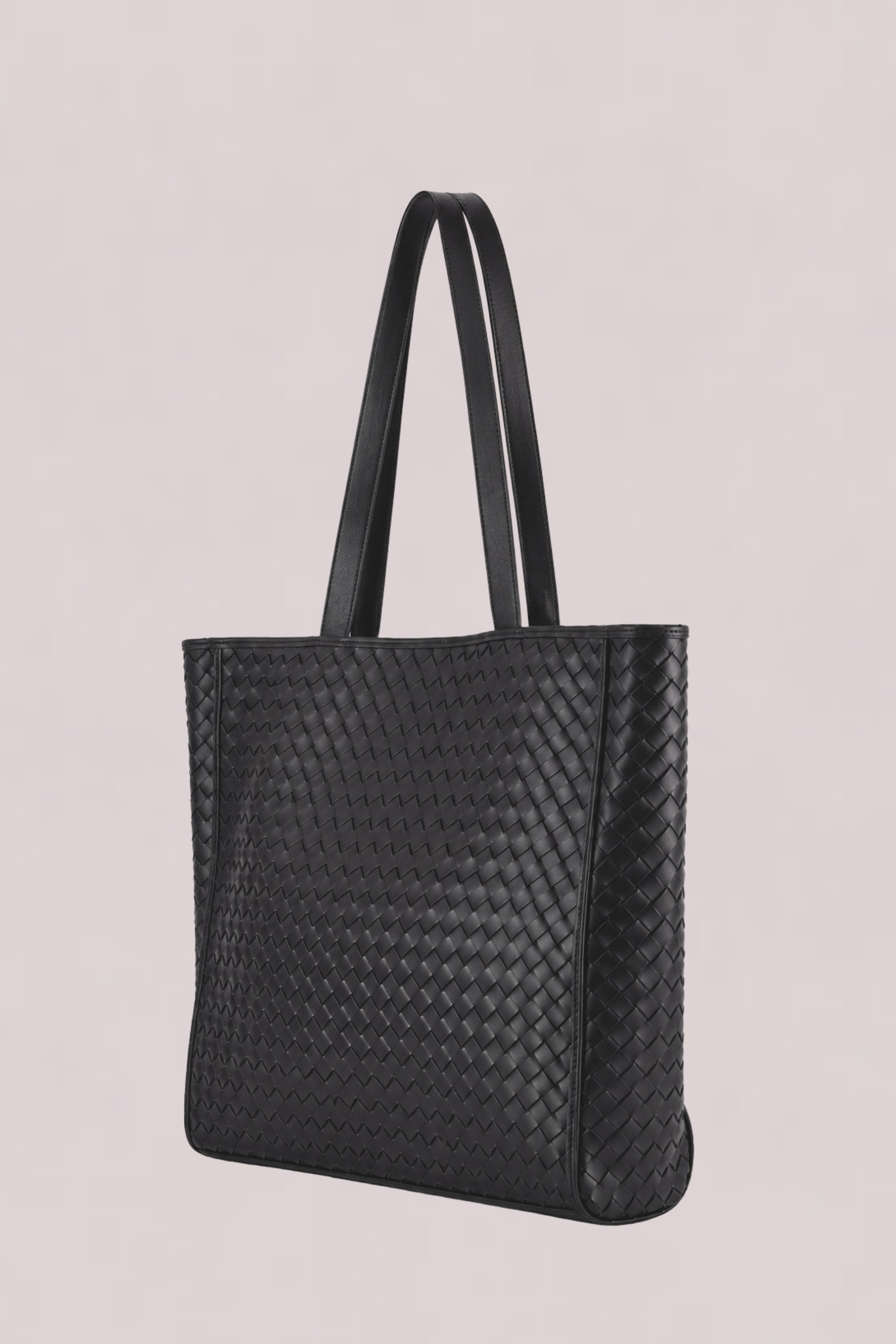Emilio Large Woven Leather Tote Black