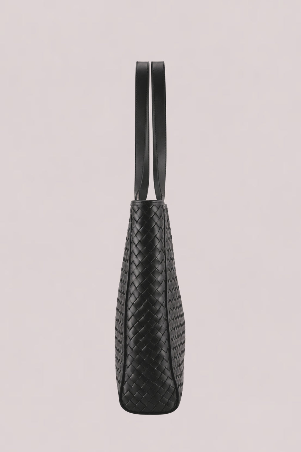 Emilio Large Woven Leather Tote Black