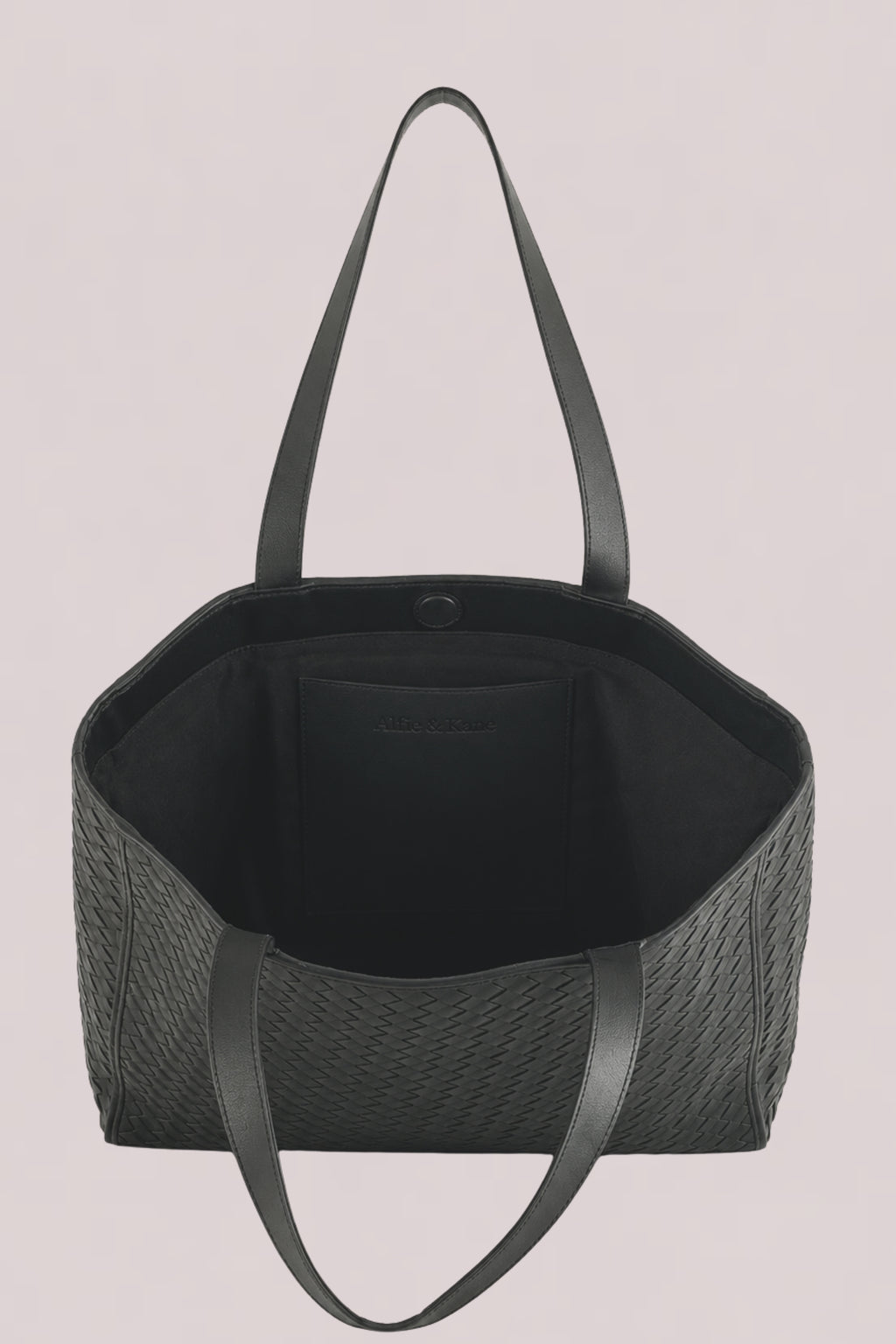 Emilio Large Woven Leather Tote Black