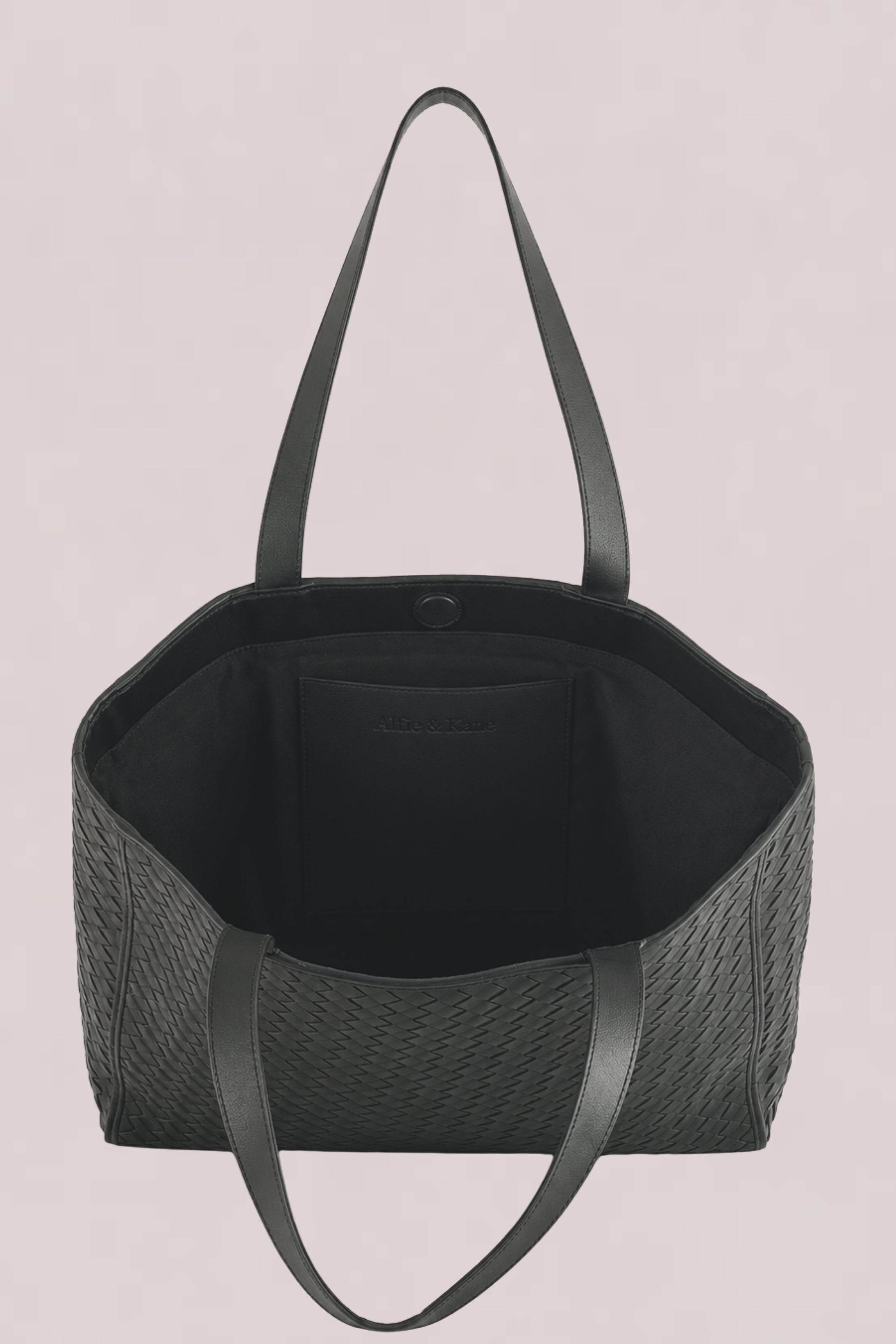 Emilio Large Woven Leather Tote Black