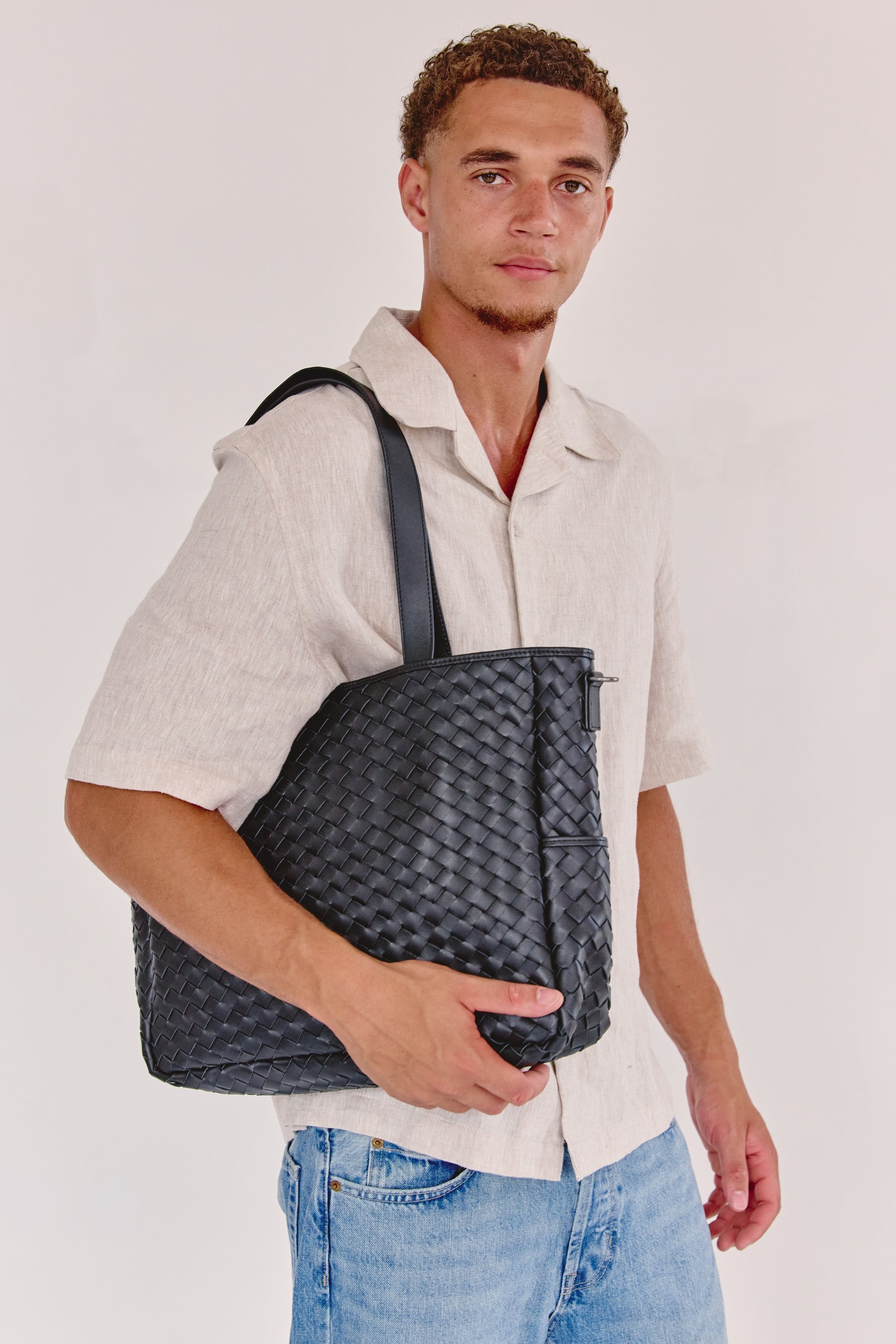 Nico Woven Leather Tote