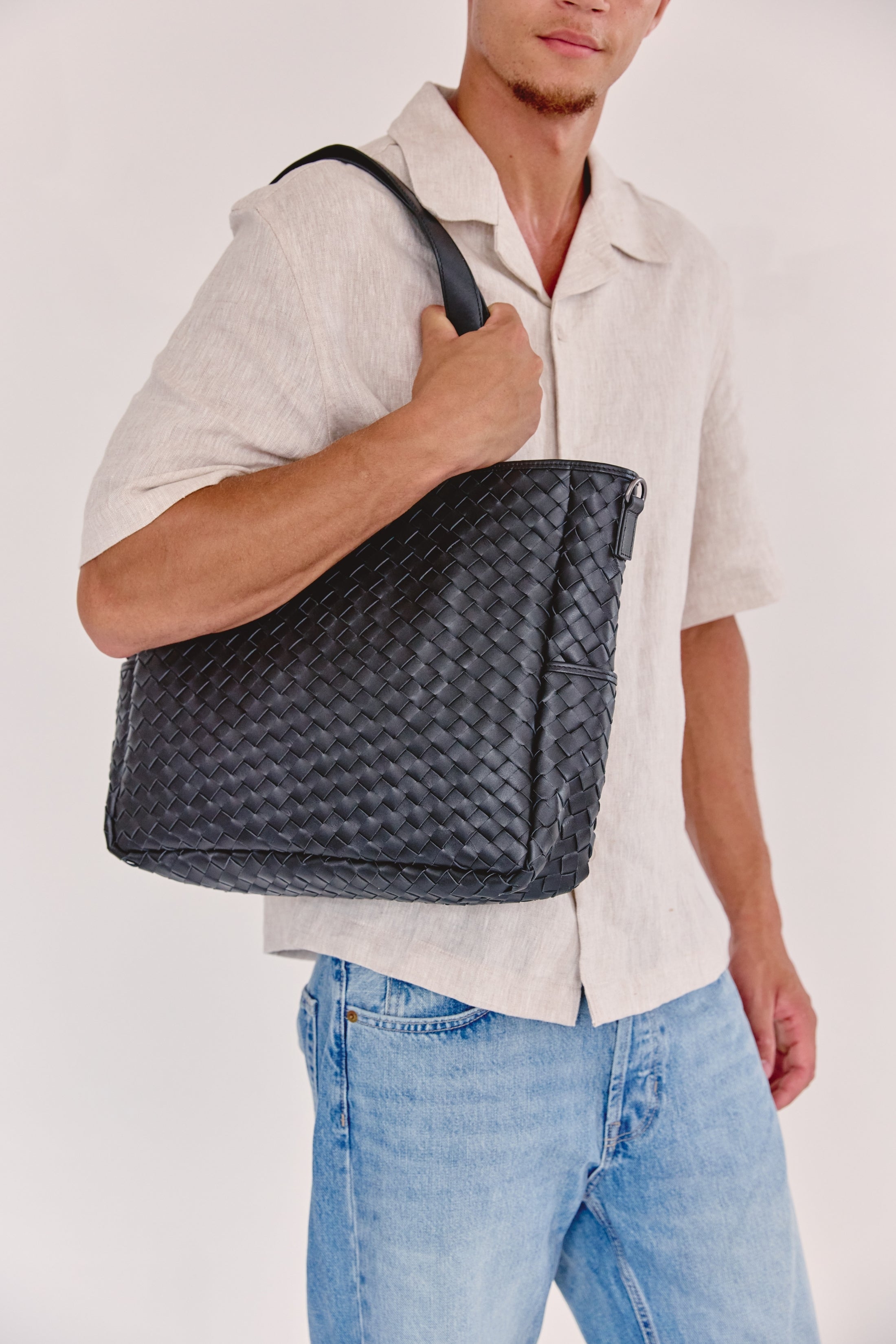 Nico Woven Leather Tote