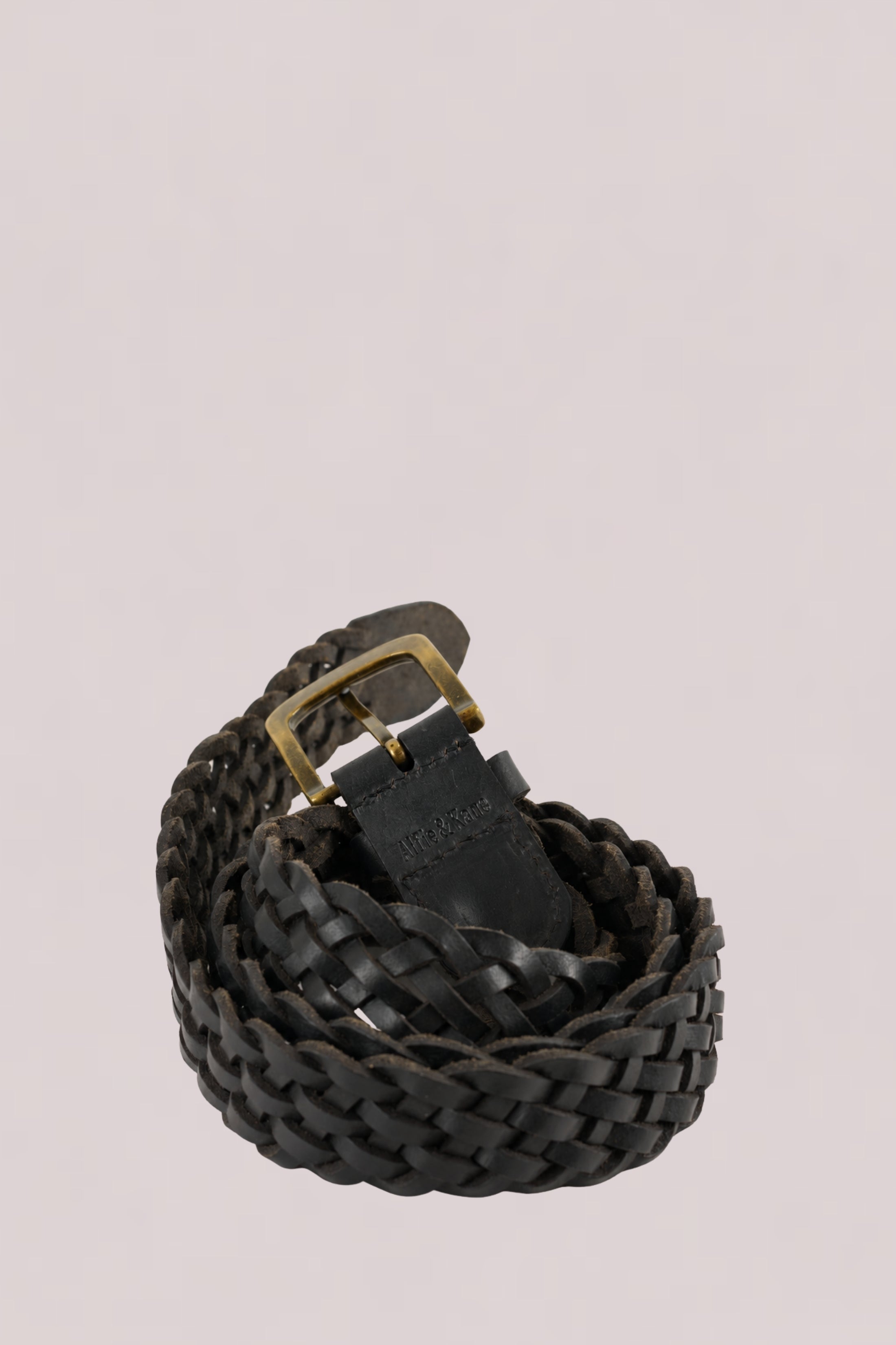 Teo Woven Leather Belt Black