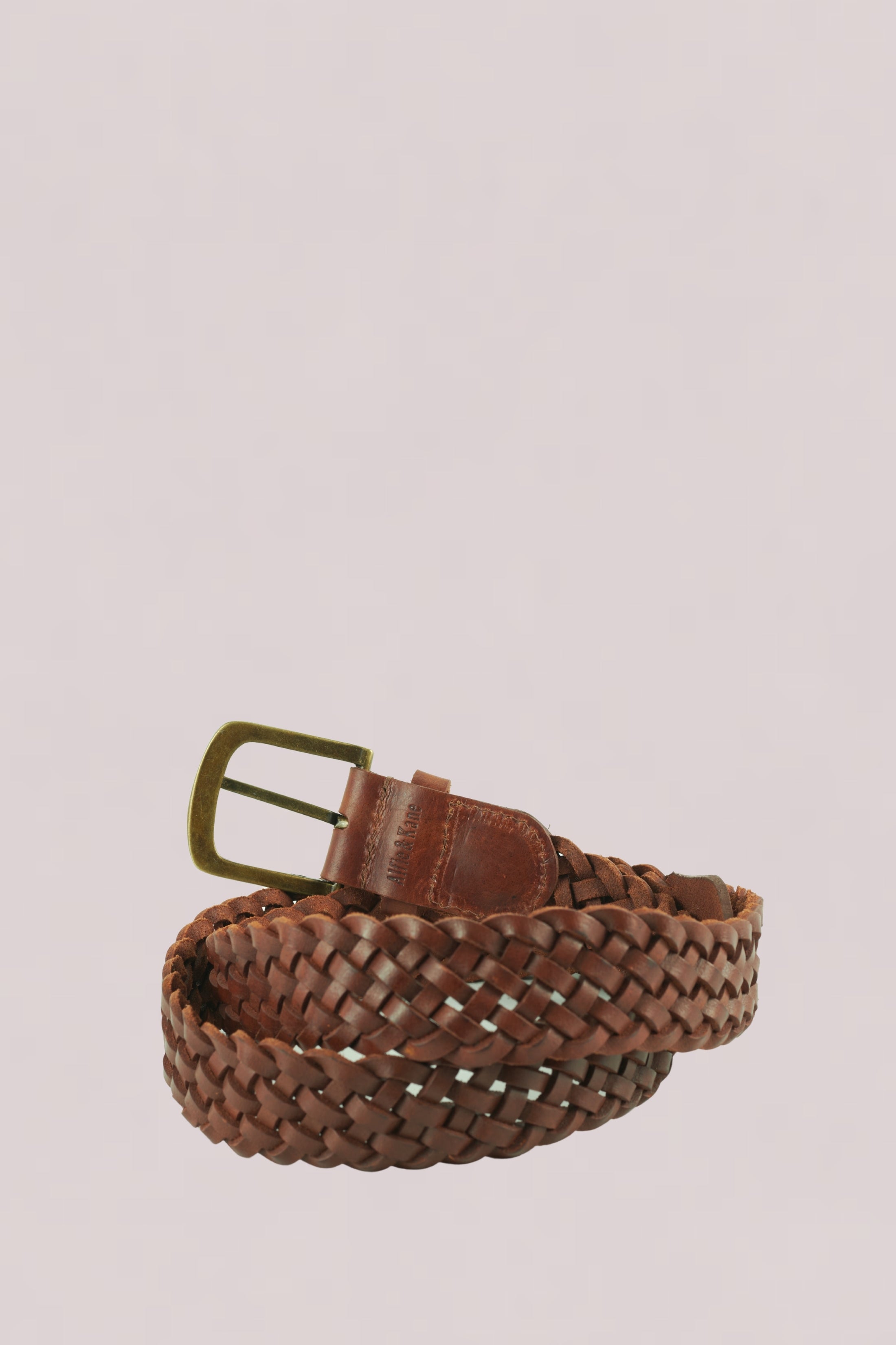 Teo Woven Leather Belt Tan