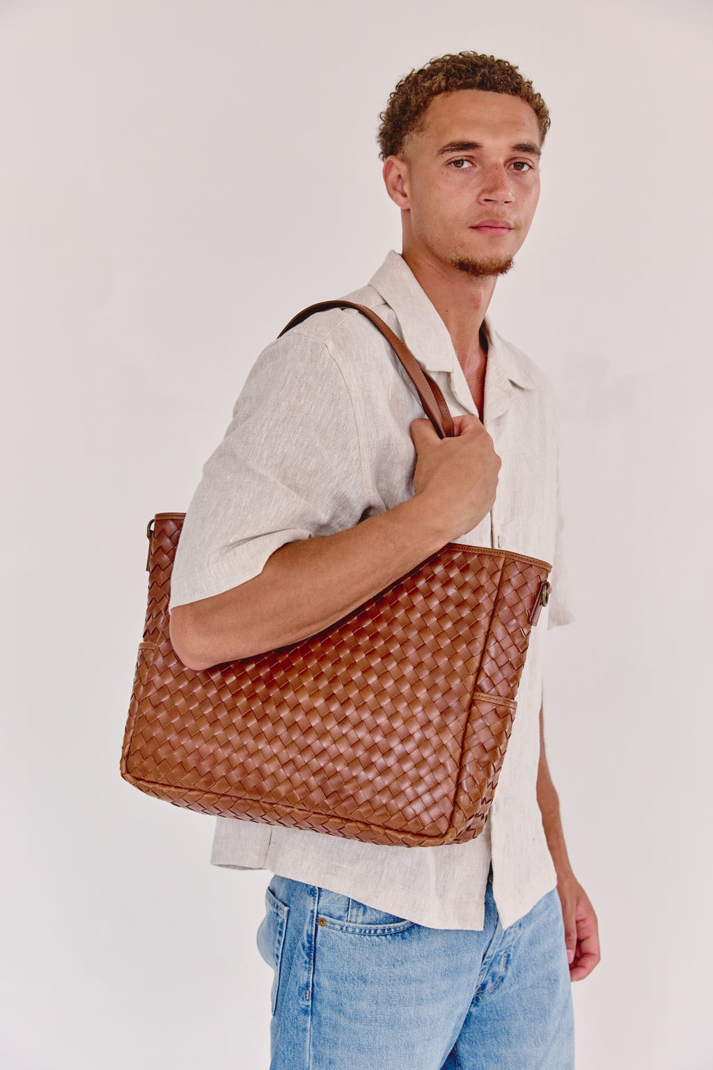 Nico Woven Leather Tote