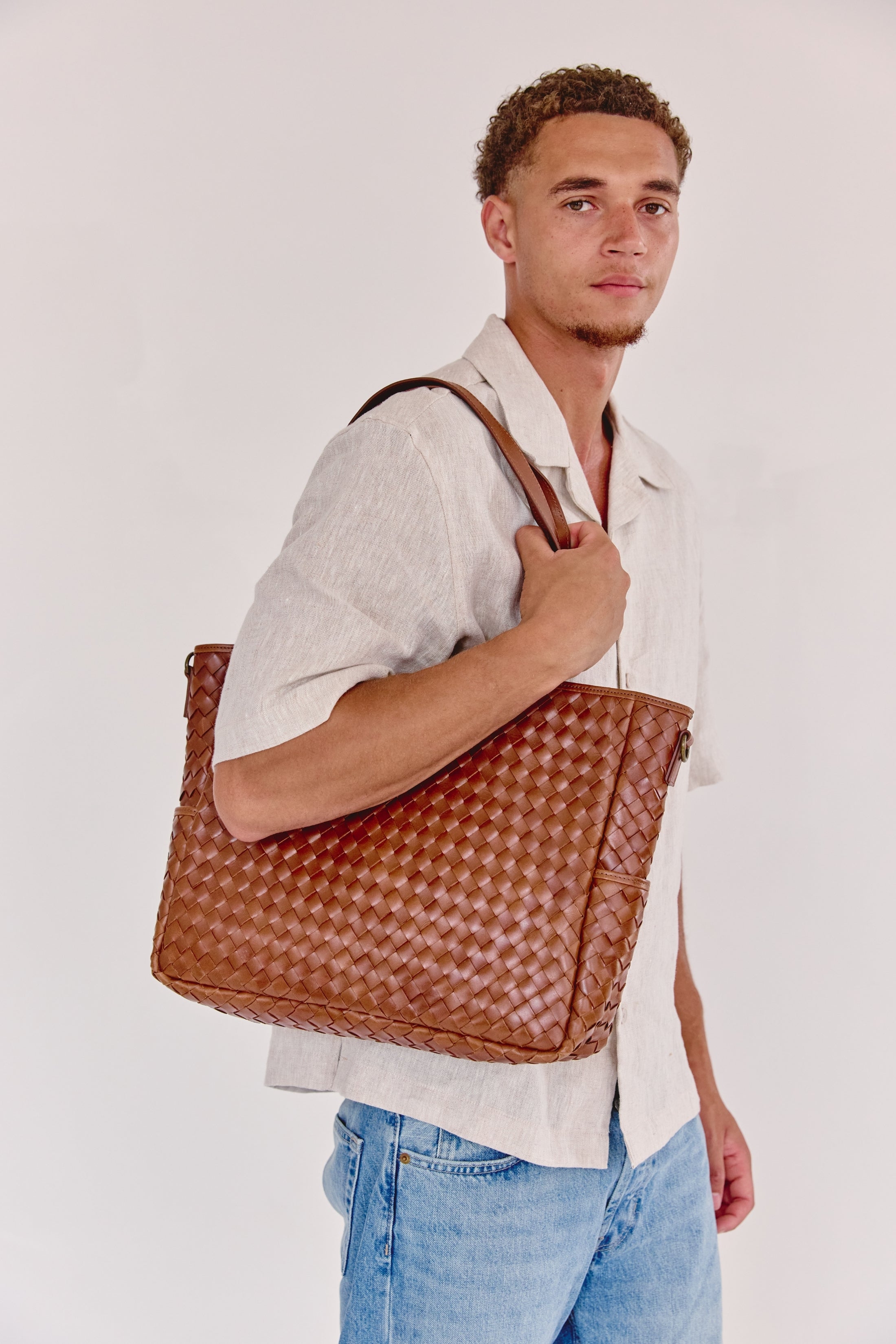 Nico Woven Leather Tote
