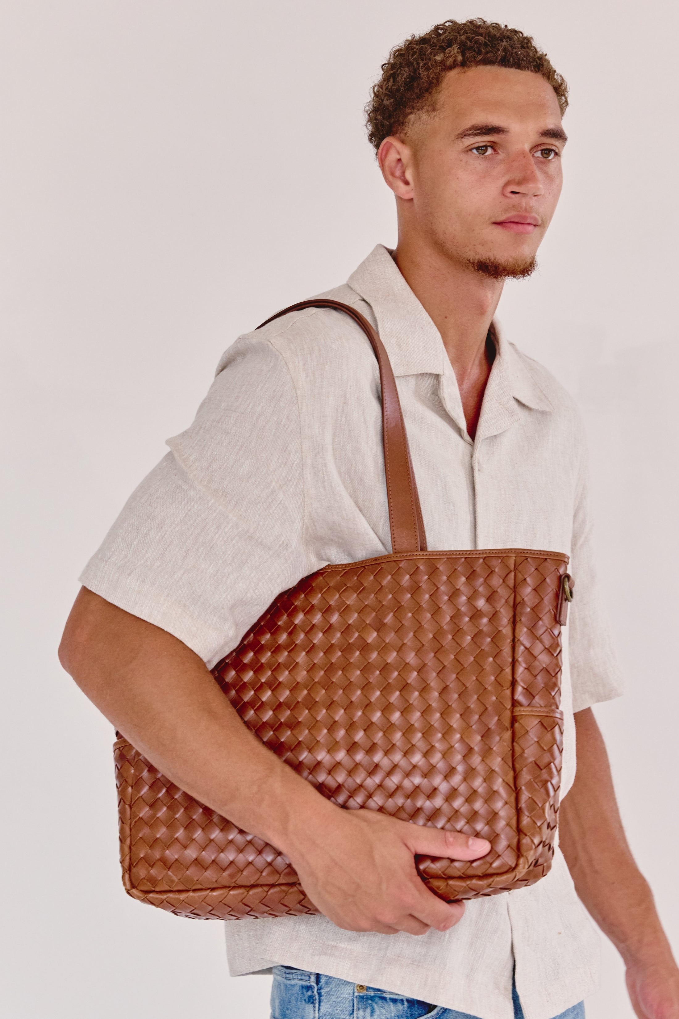 Nico Woven Leather Tote