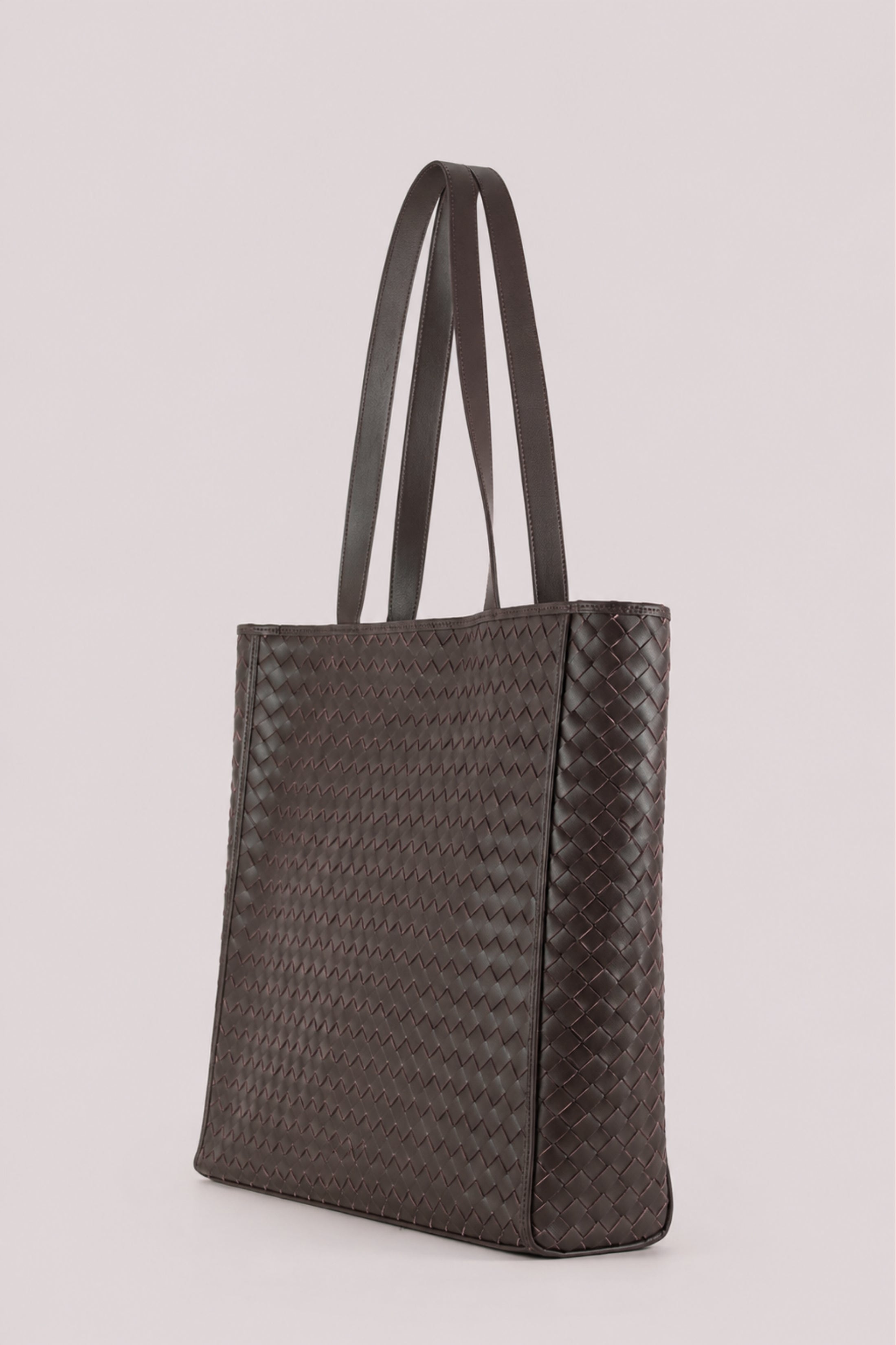 Emilio Large Woven Leather Tote Brown