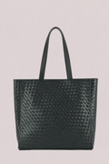 Emilio Large Woven Leather Tote Black
