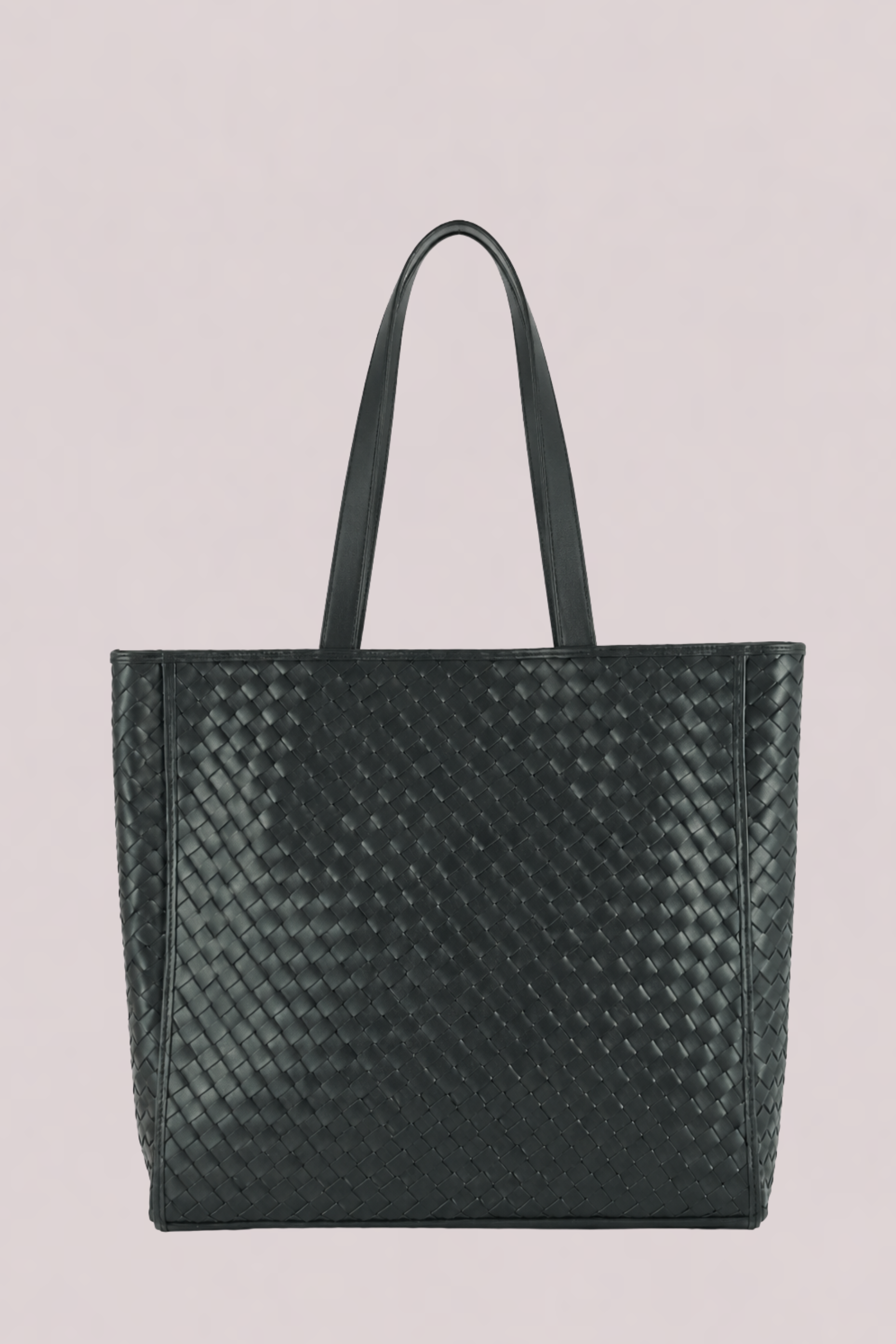 Emilio Large Woven Leather Tote Black