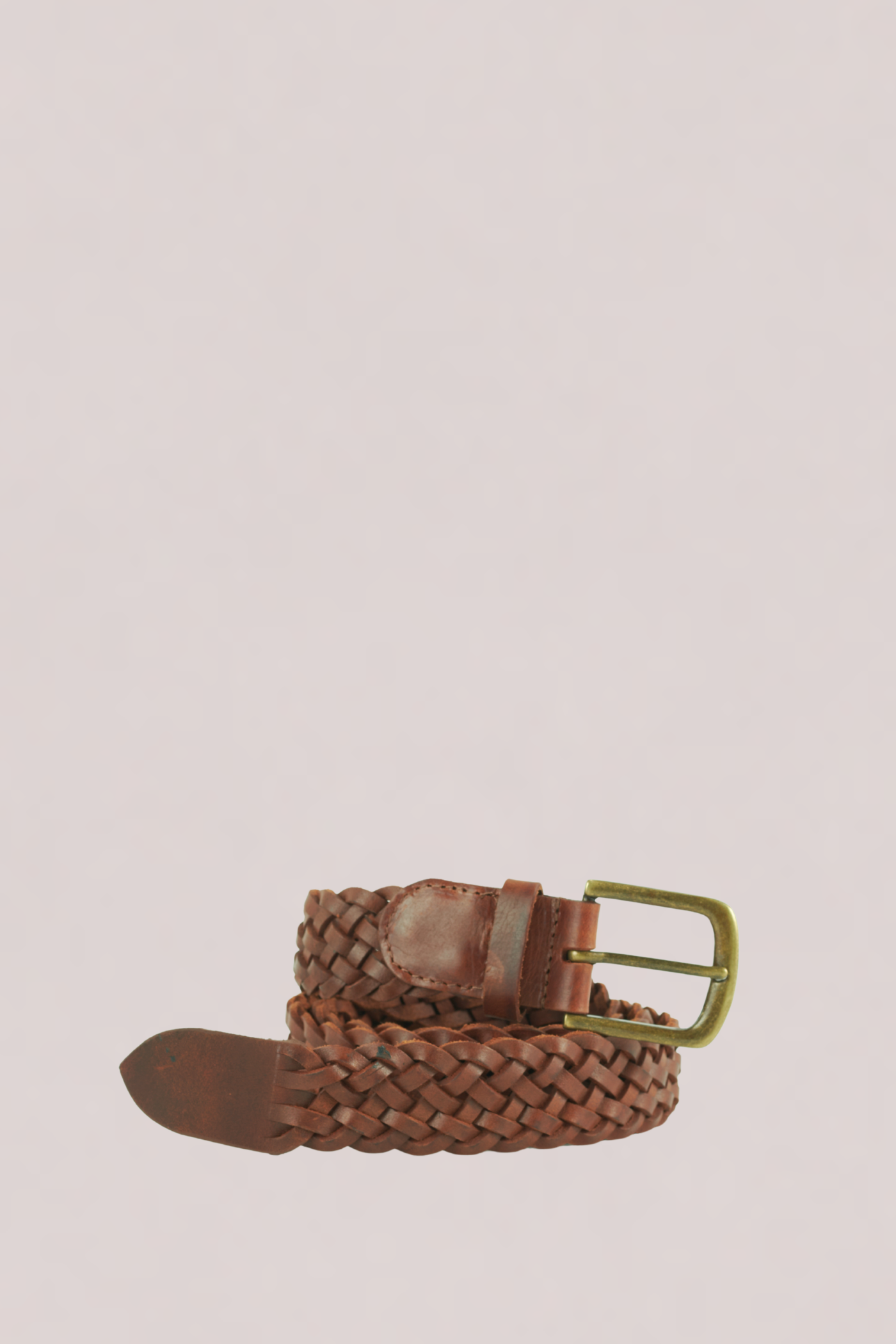 Teo Woven Leather Belt Tan