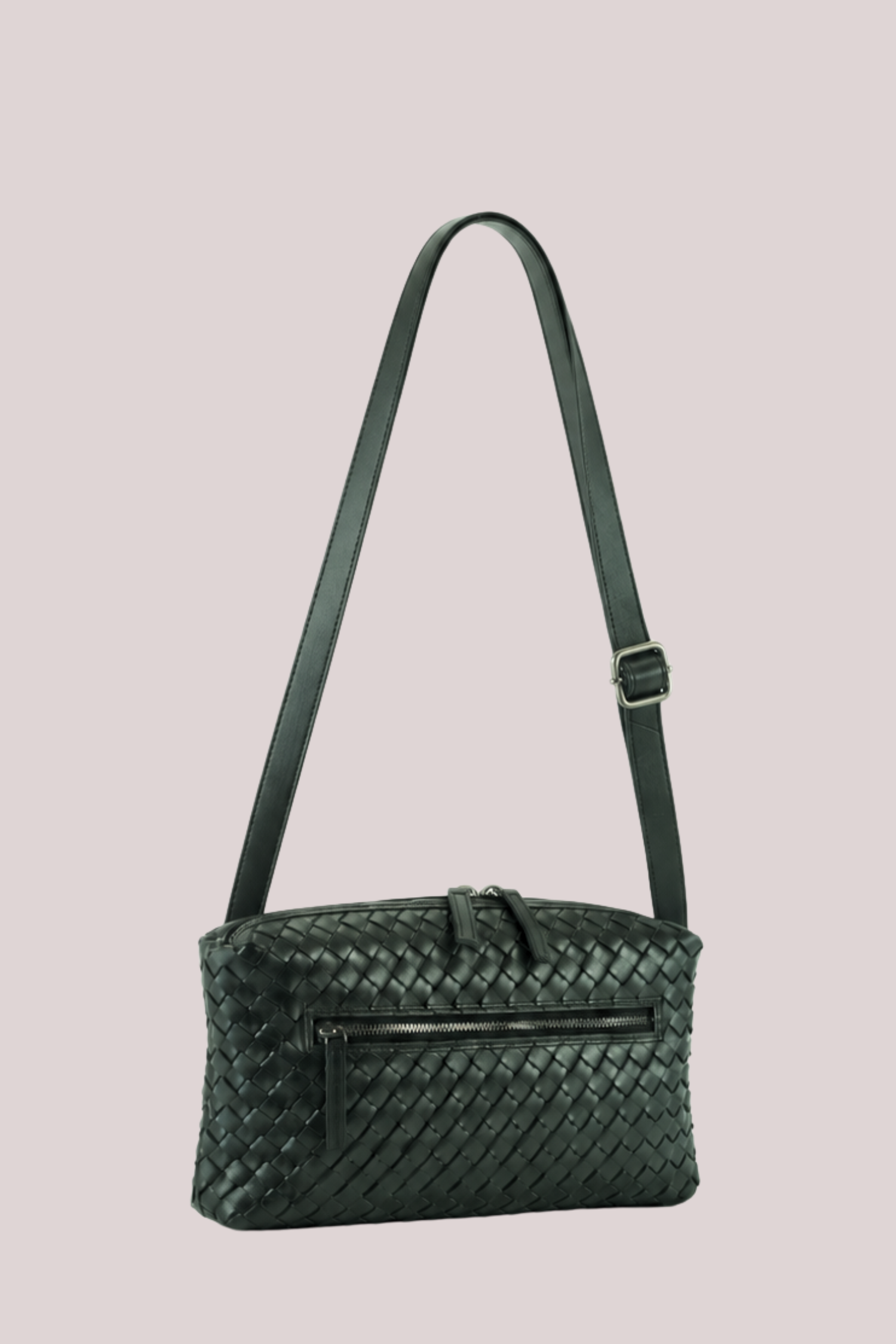 Marco Woven Leather Cross Body Black