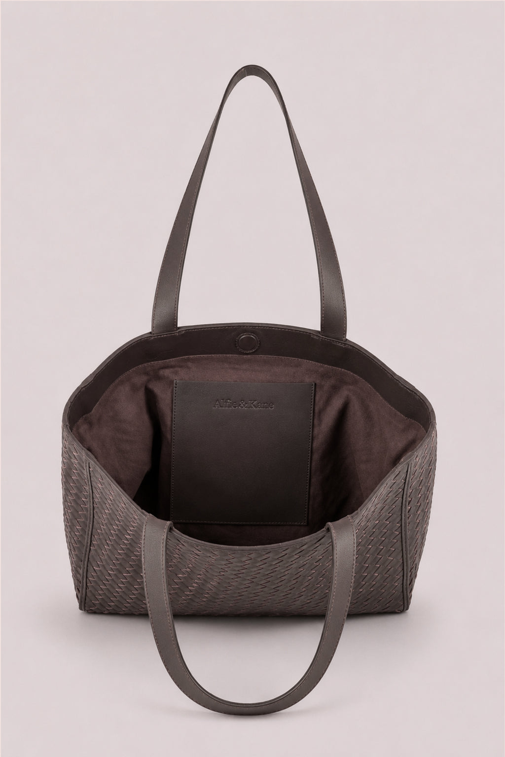 Emilio Large Woven Leather Tote Brown