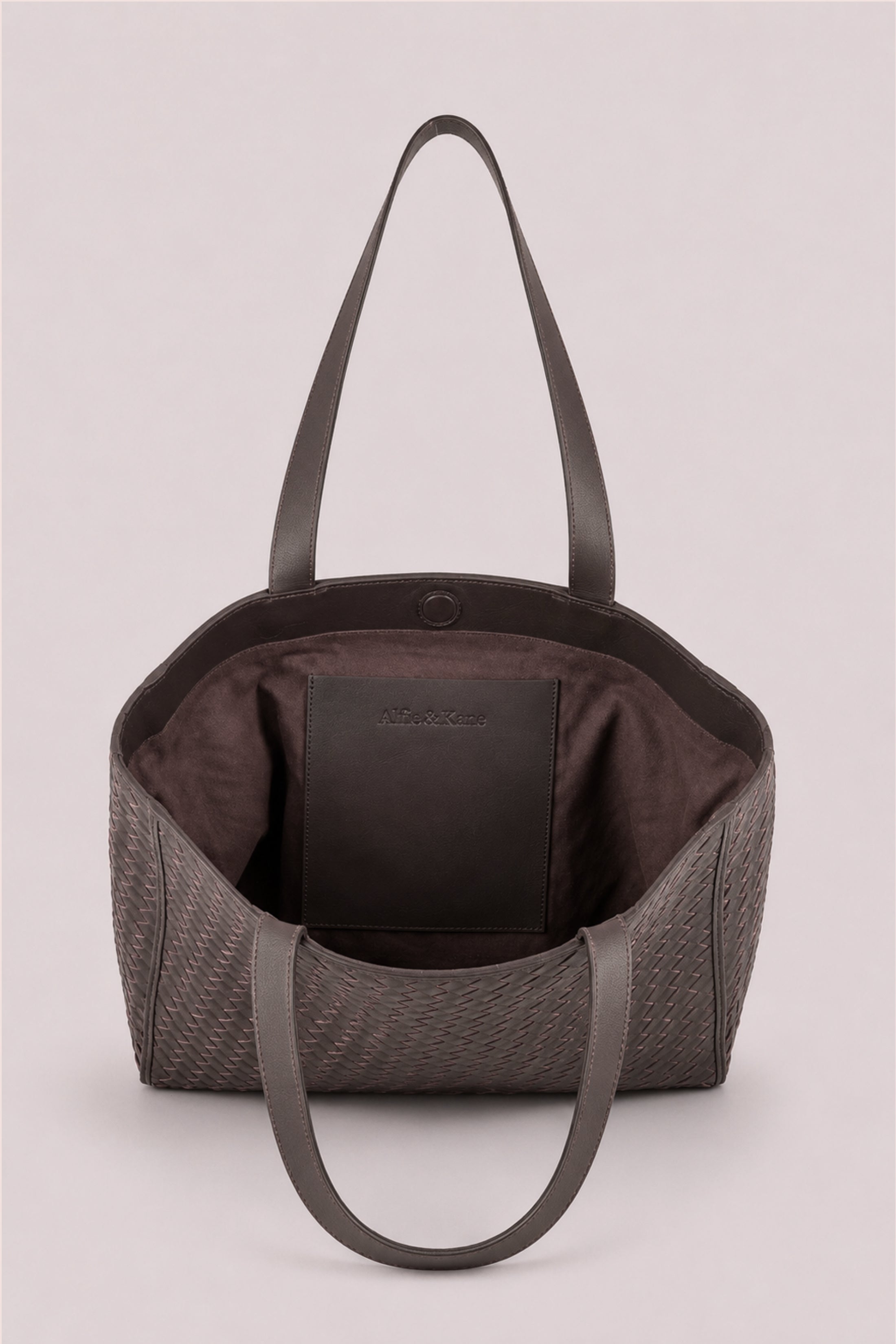 Emilio Large Woven Leather Tote Brown
